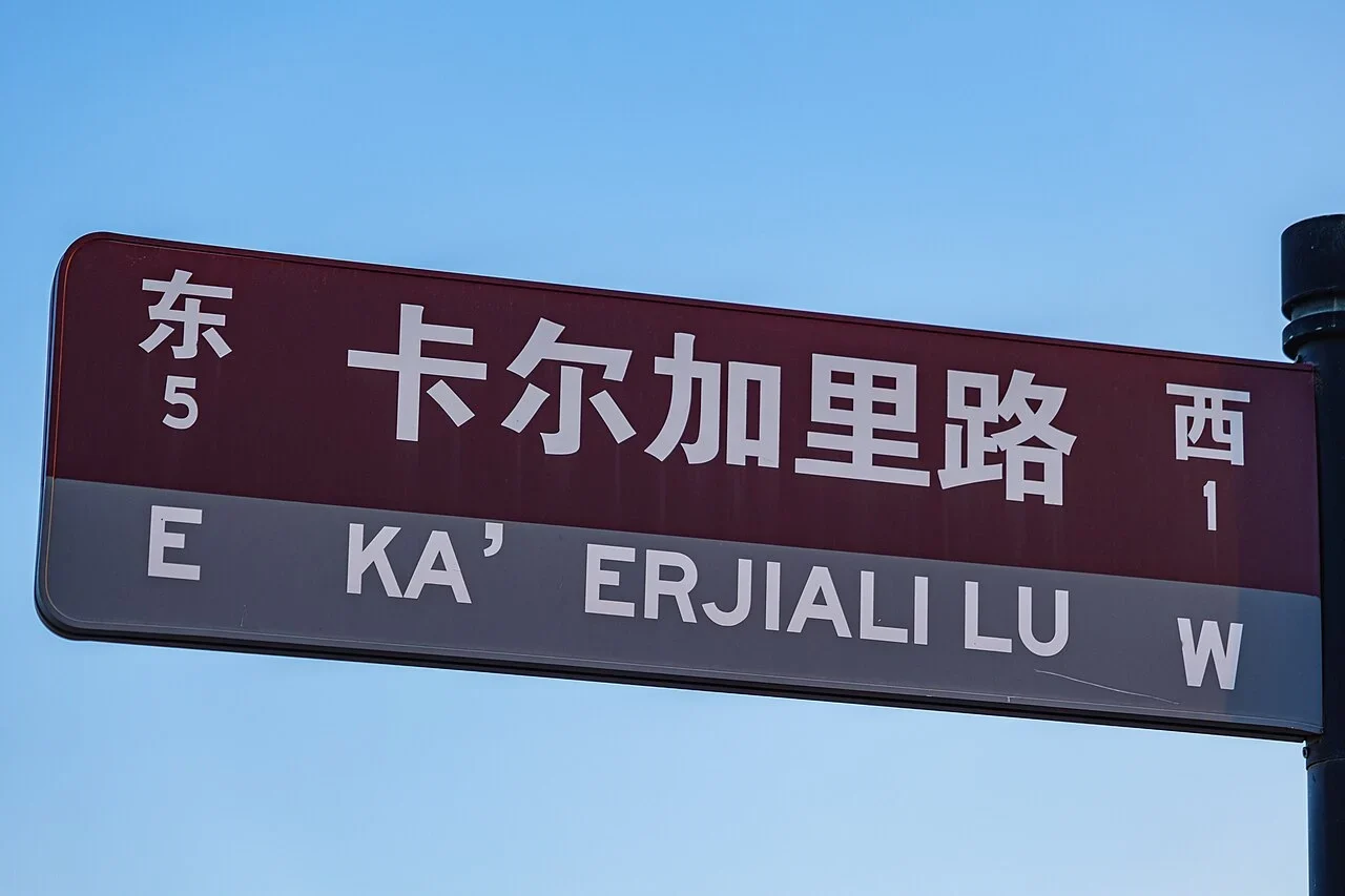 大慶：「卡尔加里路／KA’ERJIALI LU」是街名；東5、西1與E、W分列兩端，未據此推定門牌區間制度。
